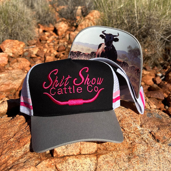 Shit Show Cattle Co Trucker Cap - Black and Pink