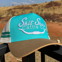 Seconds Sale - Shit Show Cattle Co Trucker Cap - Teal and Tan