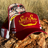 Shit Show Cattle Co Trucker Cap - Burgundy and Yellow LIMITED NUMBERS