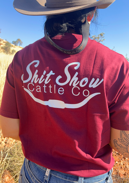 Unisex Shit Show Cattle Co T-Shirt - Maroon